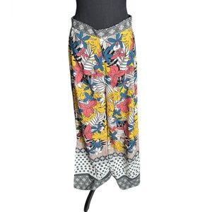 Francesca’s Tropical Floral Wide Leg Pants M Boho Festival Vacation Beach J69